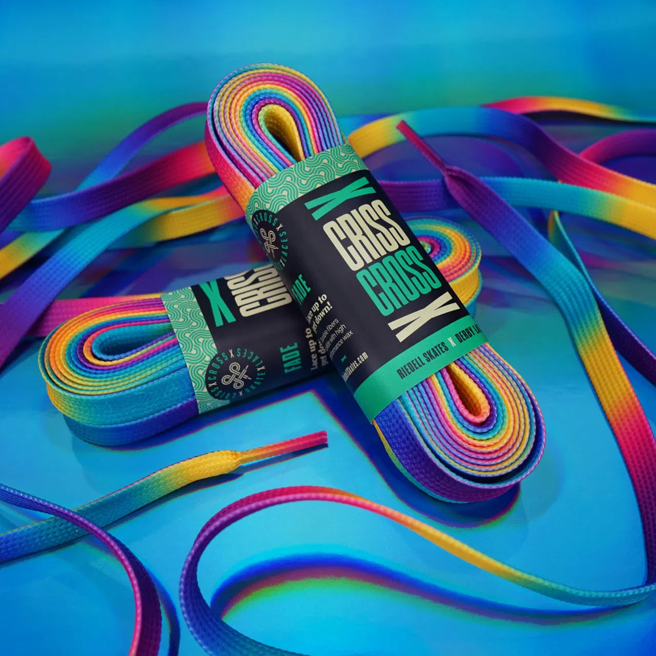 Criss Cross X Derby Laces - Fade - Vibrant Rainbow